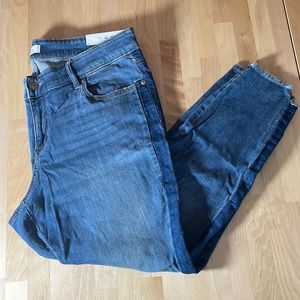 Loft Plus Two Tone Denim Modern Skinny Raw Hem Jeans Size 16